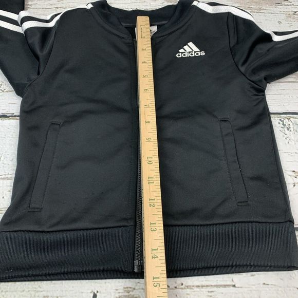 Adidas Kid's [Size 4] Full Zip‎ Black Mock Neck Track Jacket Three Stripes - Picture 4 of 8